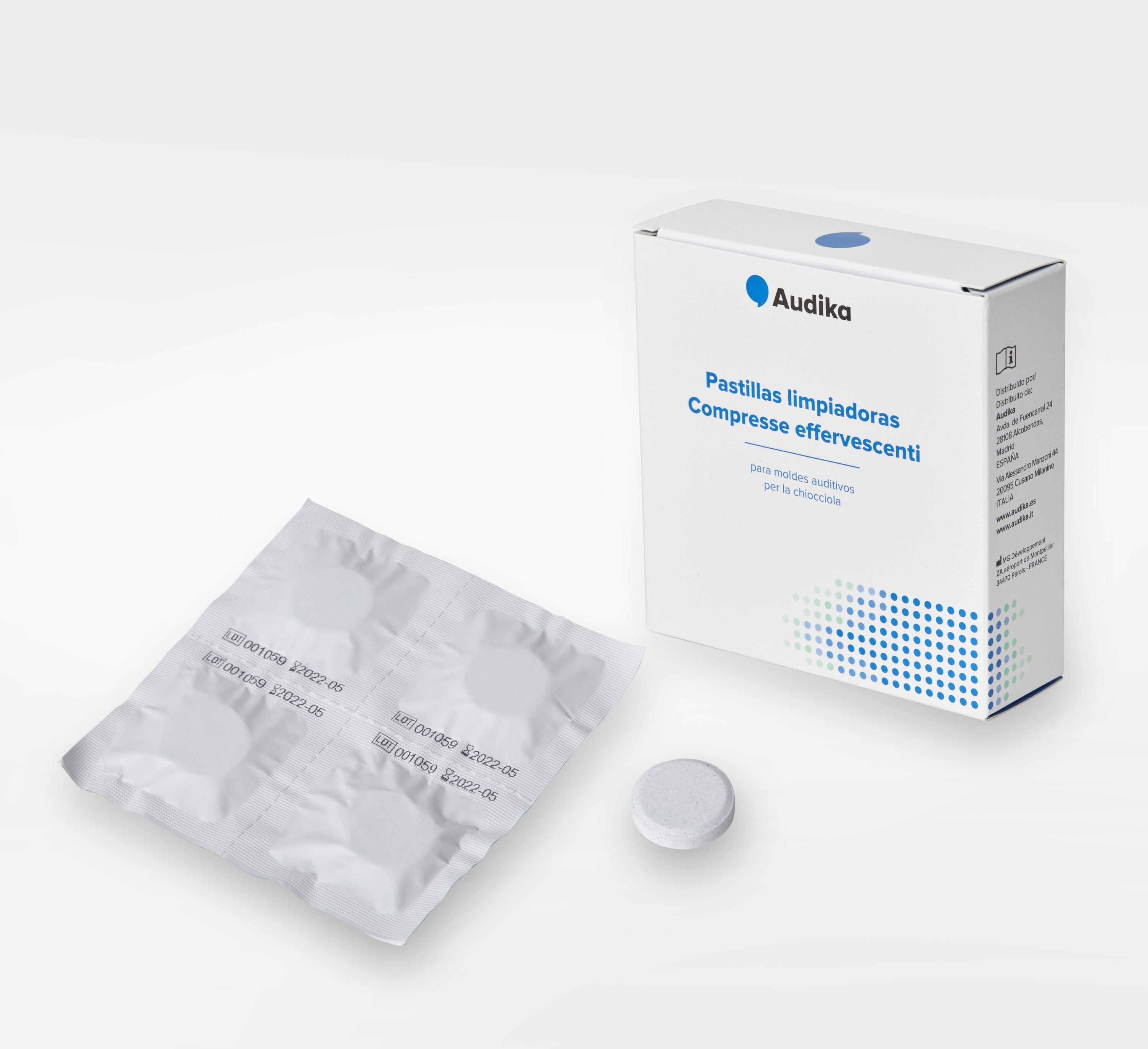 Pastillas limpiadoras para moldes de audífonos