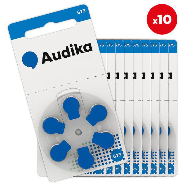 Pilas para audífonos azules tamaño 675 (60 uds.)