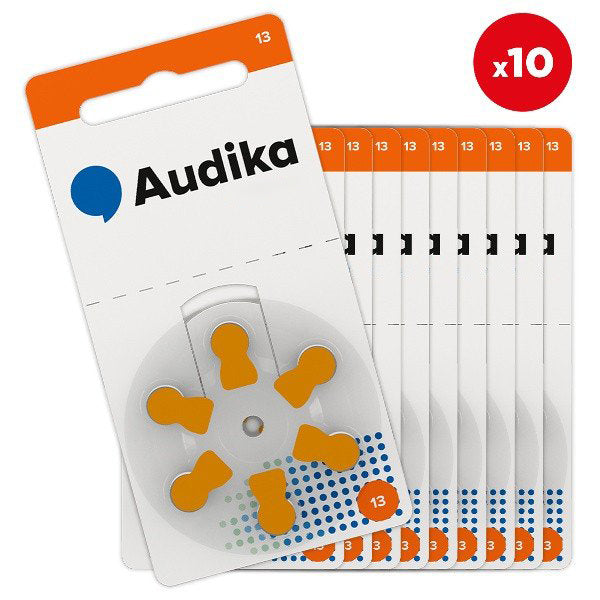 Pilas para audífonos naranjas tamaño 13 (60 uds.)