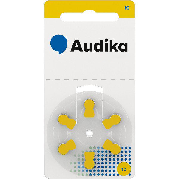 Pilas para audífonos amarillas tamaño 10 (6 uds.)
